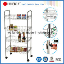 NSF Aprovação Chrome Metal Wire Cozinha Basket Rack Trolley